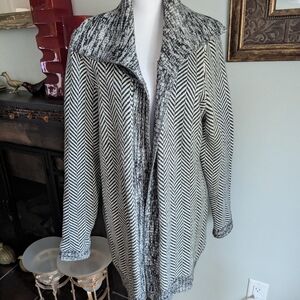 White House Black Market Womens XL Open Front Herringbone Cardigan Sweater